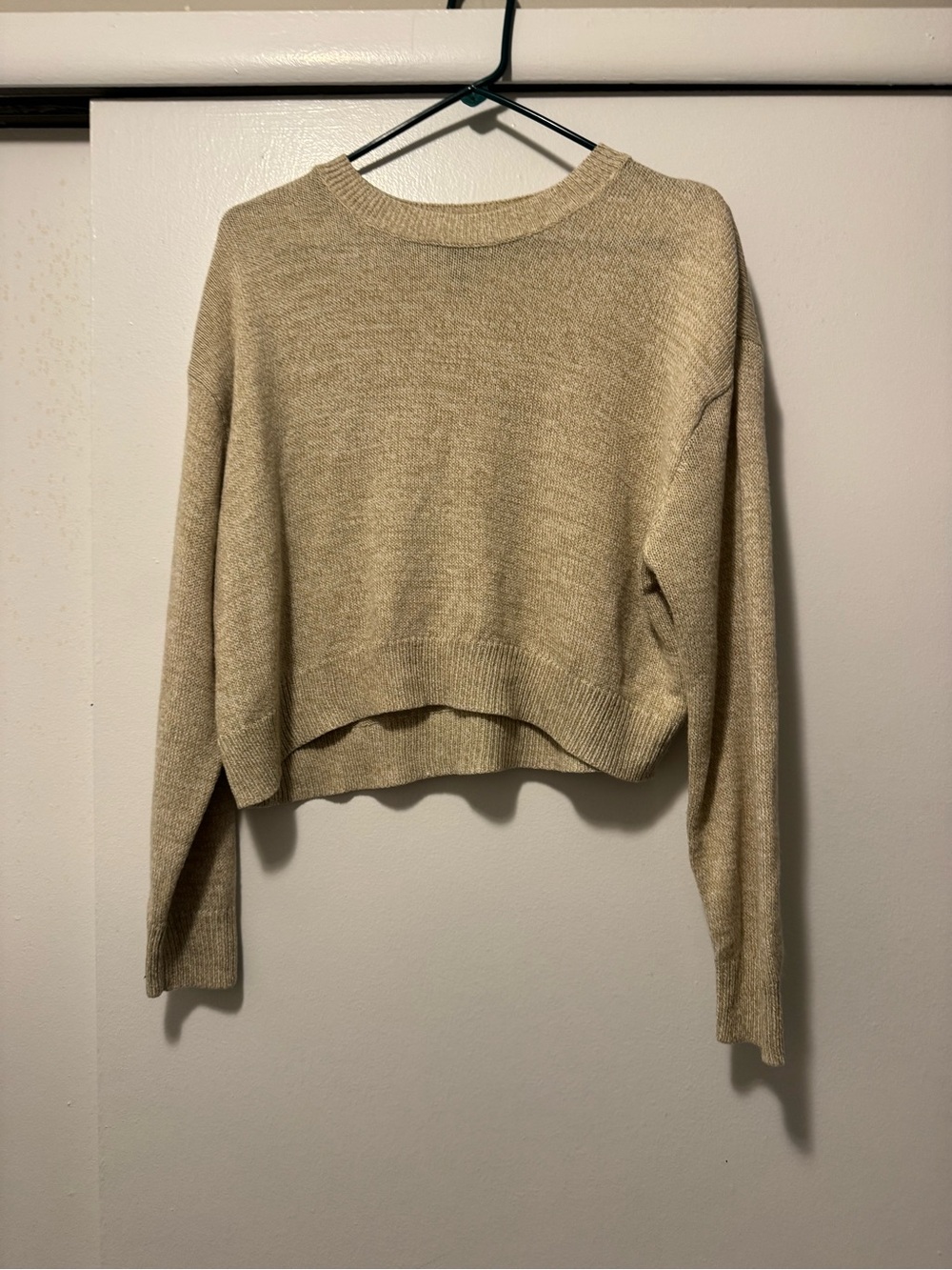 H&M Cream Cropped Crewneck Sweater